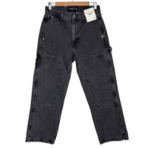 NEW Abercrombie & Fitch Baggy Carpenter Jeans Washed Black Double Knee 29